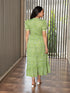 MULMUL GREEN FLORAL JAAL BLOCK PRINTED DRESS MULMUL GREEN FLORAL JAAL BLOCK PRINTED DRESS